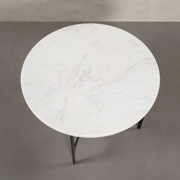 MAGNA Atelier Couchtisch Verona mit Marmor Tischplatte, Kaffeetisch, Wohnzimmertisch, nachhaltig, Unikat, 71x71x45cm