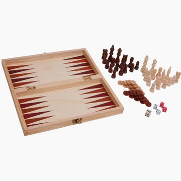 Small Foot Spielesammlung, Schach,Backgammon Schach Dame und Backgammon, Spieleklassiker, Spielesammlung mit Schach, Dame oder Backgamon