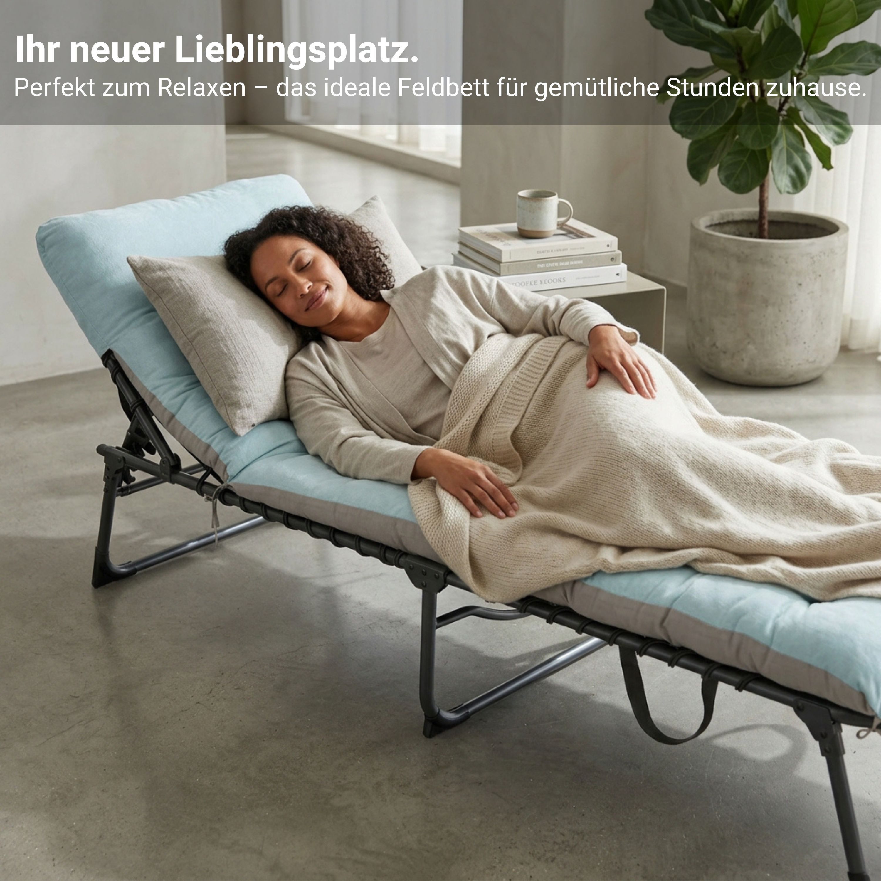 NovaTerra Gartenlounge-Set XXL Outdoor & Camping inkl. Matratze, klappbar, pflegeleicht, robuste Campingliege mit rostbeständigem Gestell, klappbar