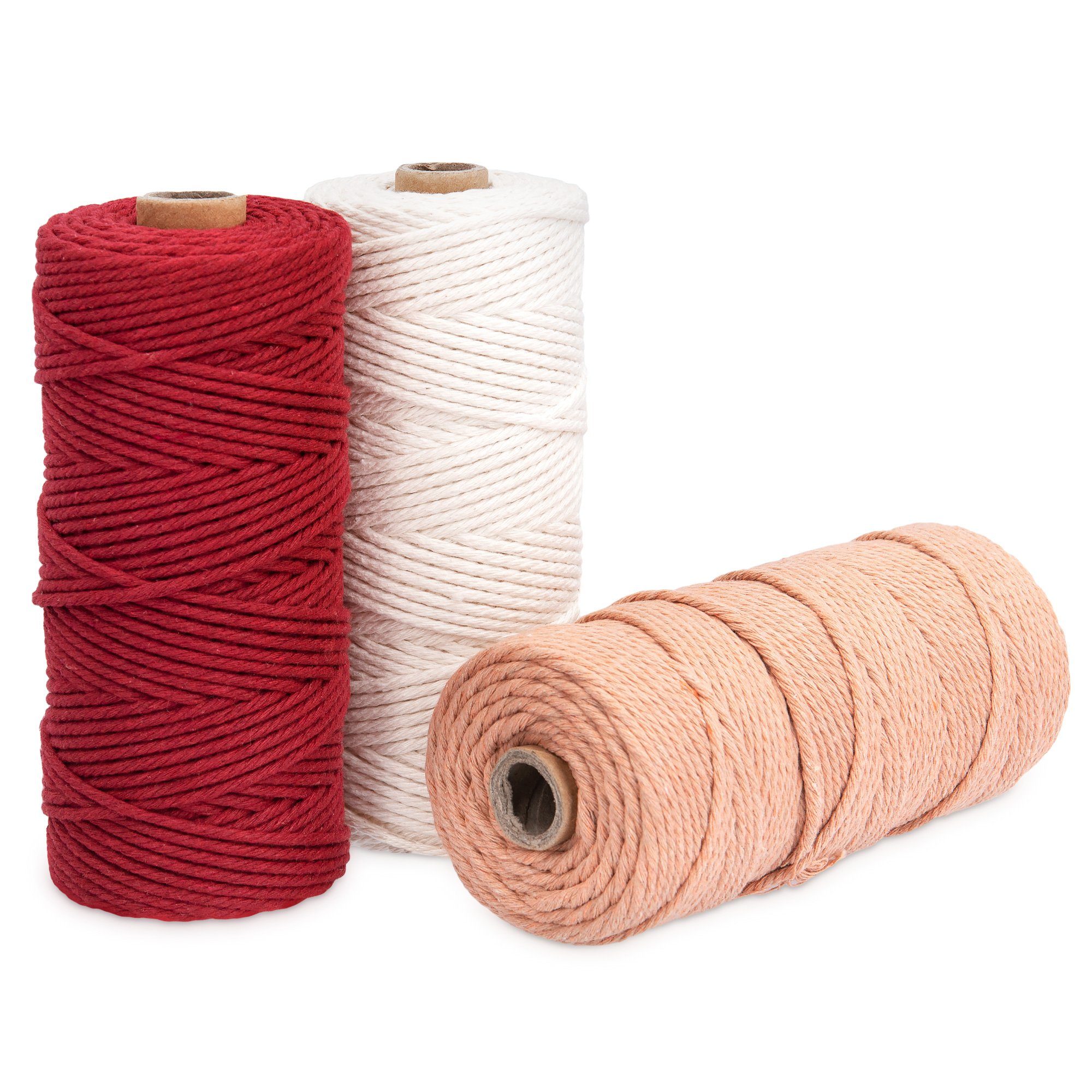Nähgarn Makramee Garn 3er Set, Baumwolle, DIY Wandteppich/Traumfänger