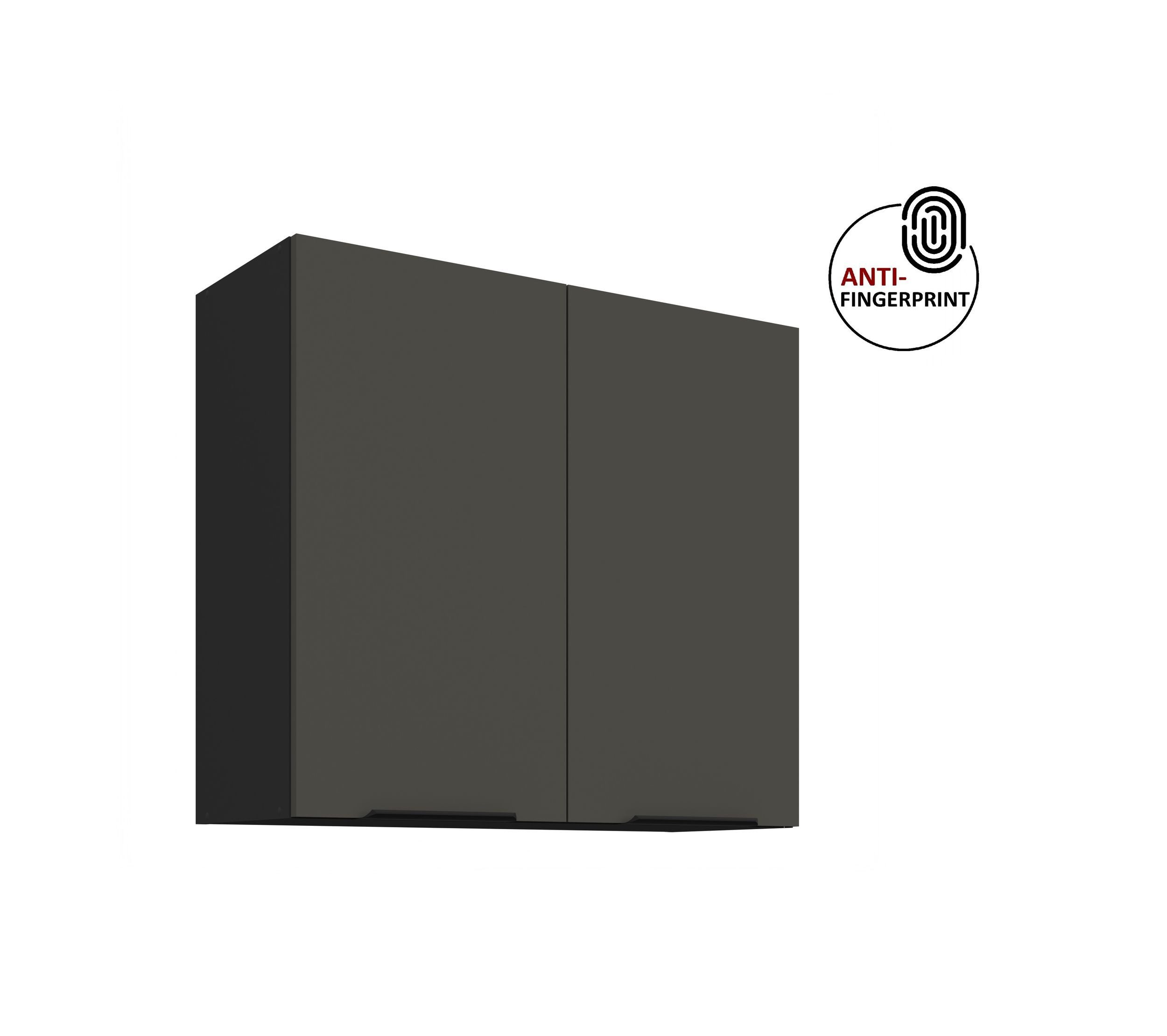 Küchen-Preisbombe Hängeschrank 80 cm Küche ARIA Graphite Küchenzeile Küchenblock Anti Fingerprint