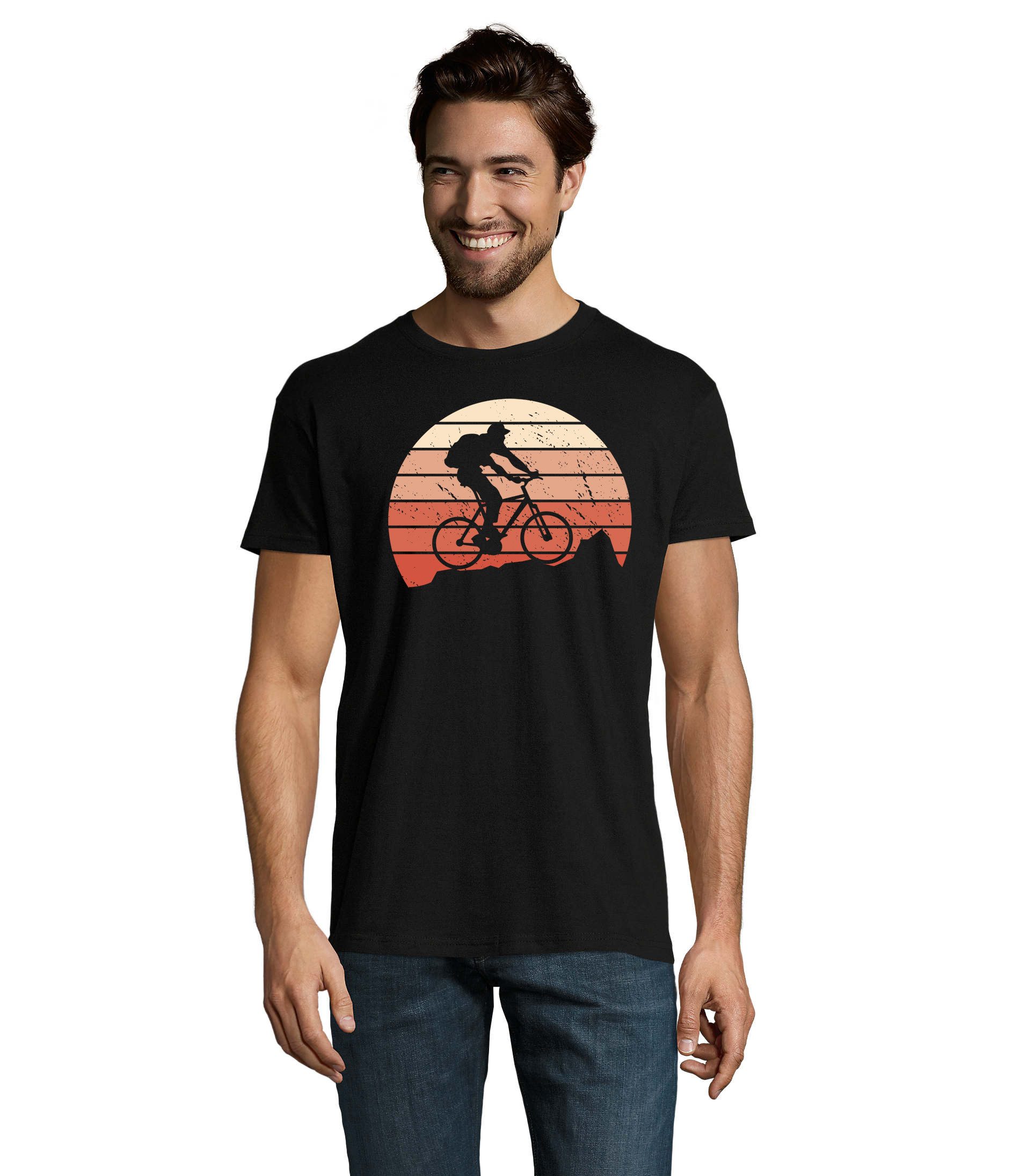 T-Shirt Mountain Bike Fahrrad Vintage Sunset Fun Motiv Herren Shirt
