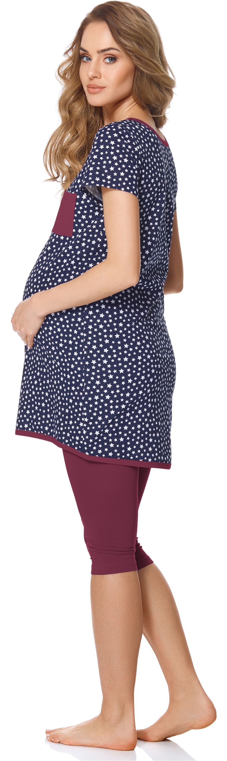 Bellivalini Umstandspyjama Damen Umstands Pyjama mit Stillfunktion BLV50-126 mit Brusttasche – Bild 2 von 5
