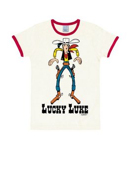 LOGOSHIRT T-Shirt Lucky Luke mit farblich abgesetzten Bündchen