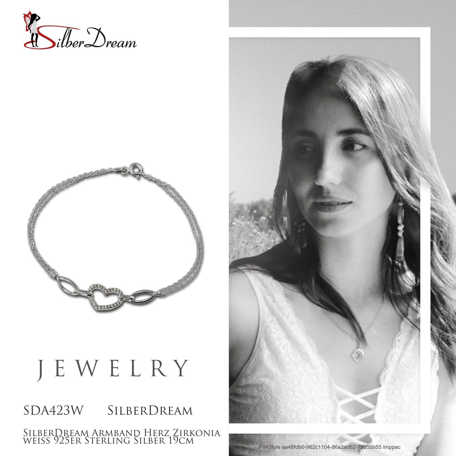 SilberDream Silberarmband SilberDream Armschmuck 19cm 925 Silber (Armband), Damen Armband (Herz) ca. 19cm, 925 Sterling Silber, Farbe: silber, wei