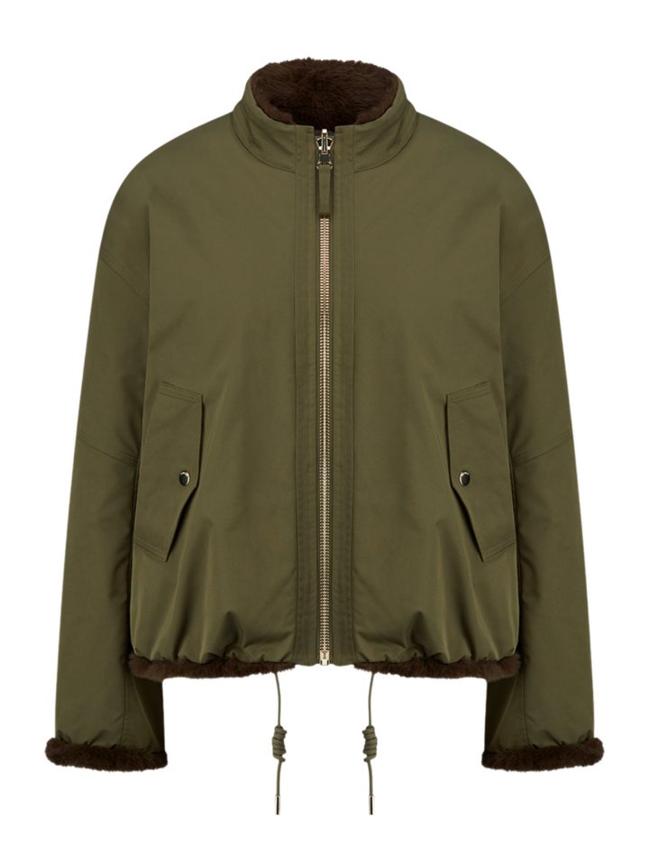 Riani Kurzjacke grün,Outdoor,Polyester,Unifarben,Stehkragen,Langarm,Regular Fit