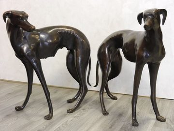 AFG Tierfigur Windhunde Bronzefiguren Hunde Pärchen lebensgroß