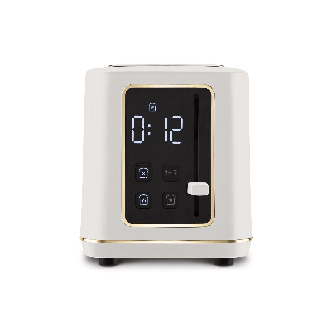 Berlinger Haus Toaster Cremefarben Matt, 2 kurze Schlitze, für 2 Scheiben, 870 W, LED-Display, 7 Bräunungsstufen, Auftau- & Aufwärmfunktion