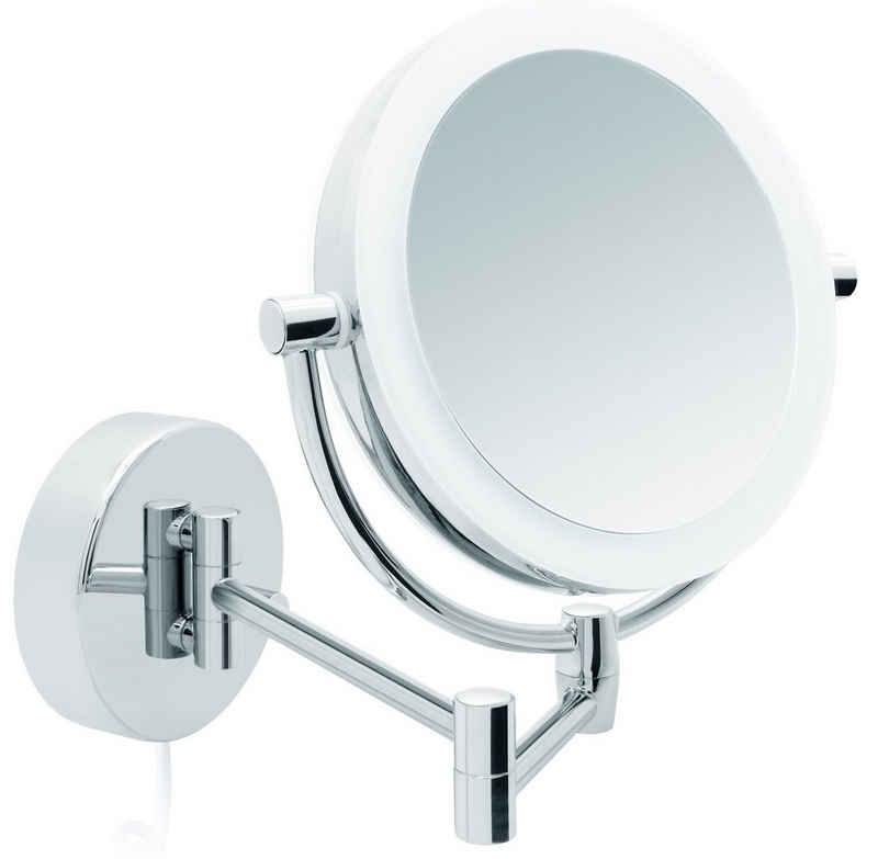 Libaro Kosmetikspiegel Modena, LED Kosmetikspiegel, Vergrößerungsspiegel zweiseitig, 360° Schminkspiegel, Wandmontage und Dimmerfunktion, 5x / 10x Vergrößerung