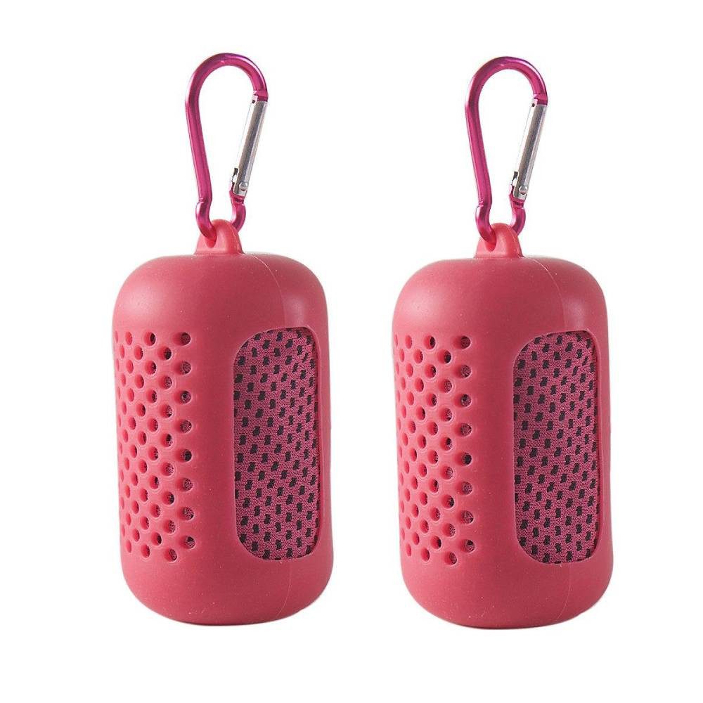 Blusmart Sporthandtuch Leichtes, schnelltrocknendes Kühlhandtuch, (mit Silikonhülle und Karabinerhaken, 2-St), Mikrofaser Handtuch, Für Sport, Wandern, Strand und Outdoor