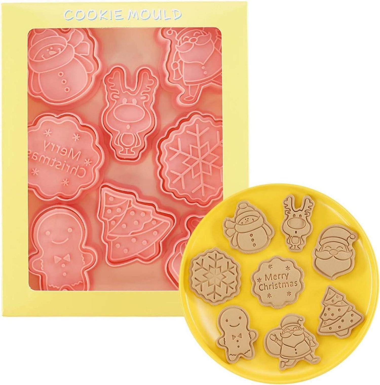 Back-Set Weihnachtsausstecher 8-teilig 3D Plätzchenstempel für Kinder