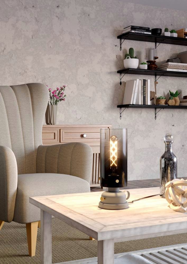 EGLO Tischleuchte GARGRAVE, ohne Leuchtmittel, Tischleuchte, Wohnzimmerlampe, Metall und Rauchglas, Nachttischlampe