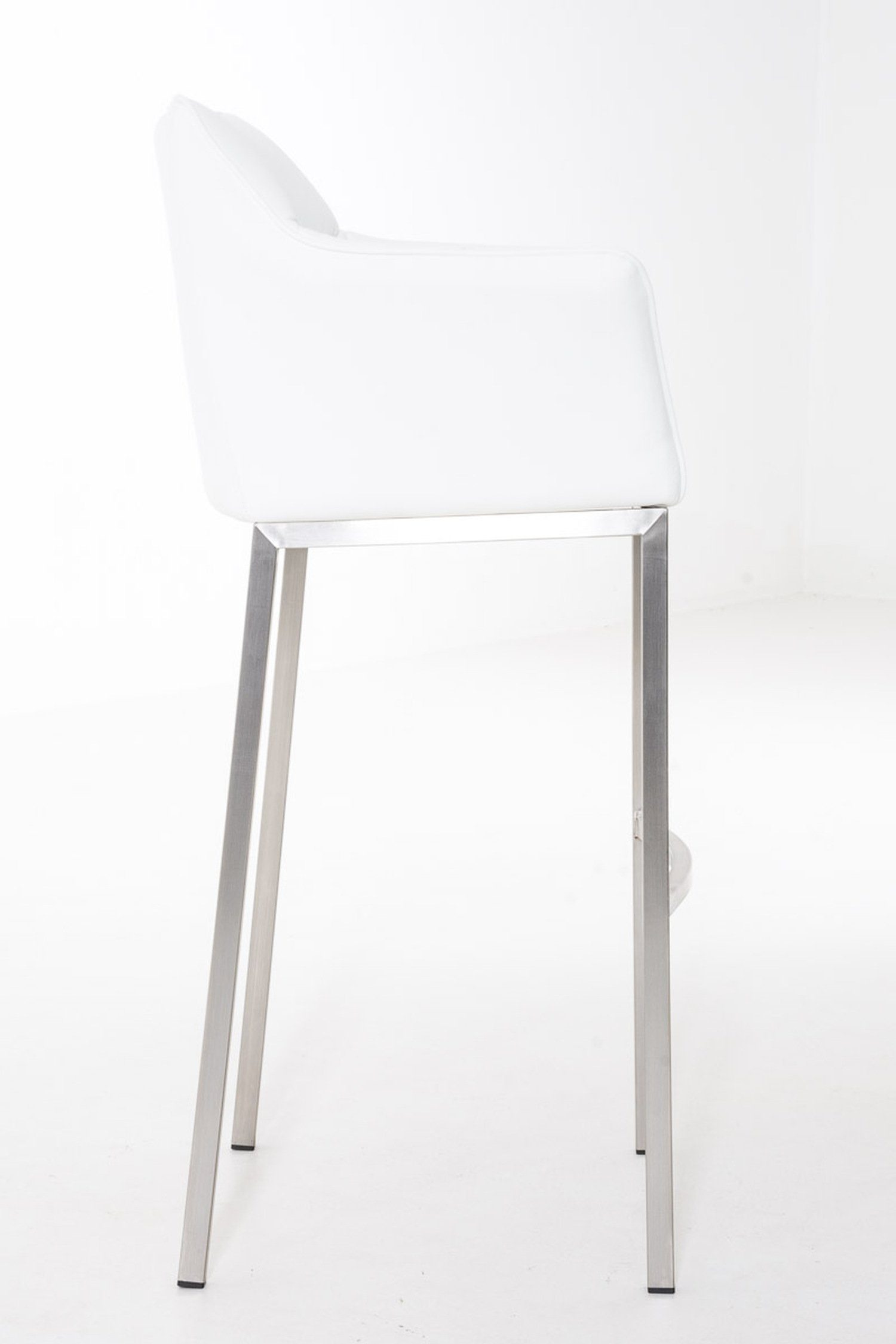 Edelstahl Küche), Weiß Gestell - - Fußstütze Theke Barhocker und Sitzfläche: 4-Fuß TPFLiving (mit für & Hocker Damaso Rückenlehne Kunstleder