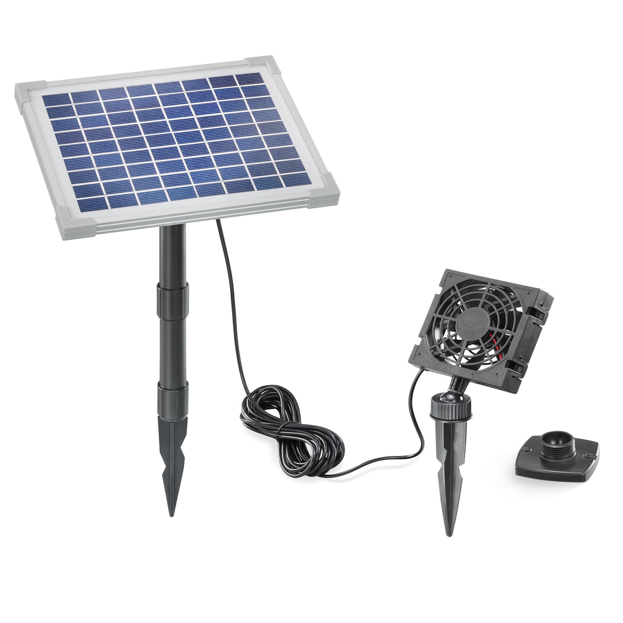 esotec Gewächshaus Solar Lüftersystem Fresh Air Solar-Ventilator 10x10x2,5cm 101862, Komplettset