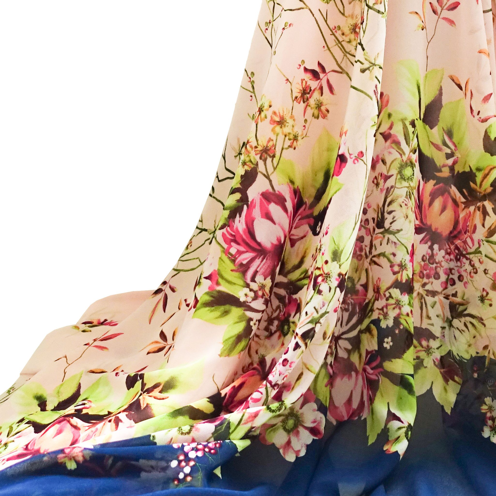 maDDma Stoff Voile-Stoff Blumen ab 1m x 150cm breit Digitaldruck Dekostoff, Blumen 2