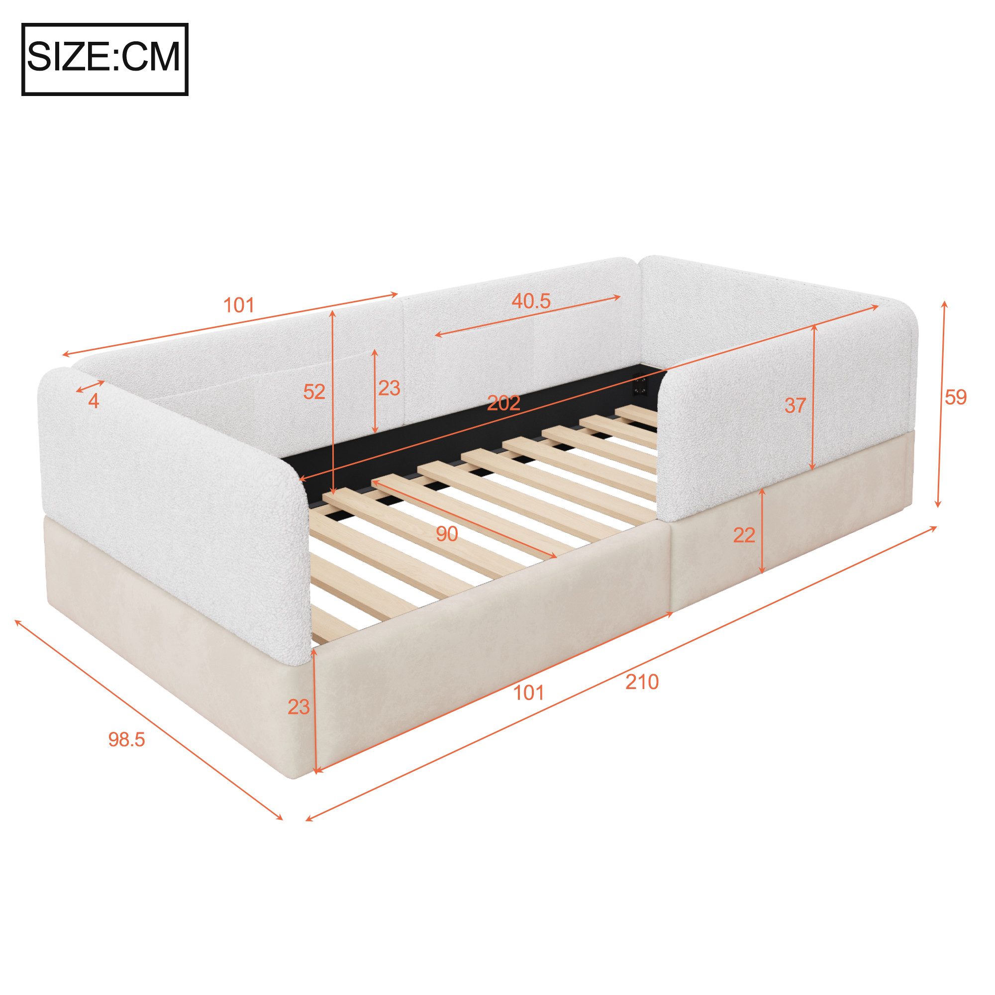 Odikalo Kinderbett Babybett 90x200 mit Schutzgitter (Plattformbett mit Schutzgitter und Aufbewahrungsbeutel)