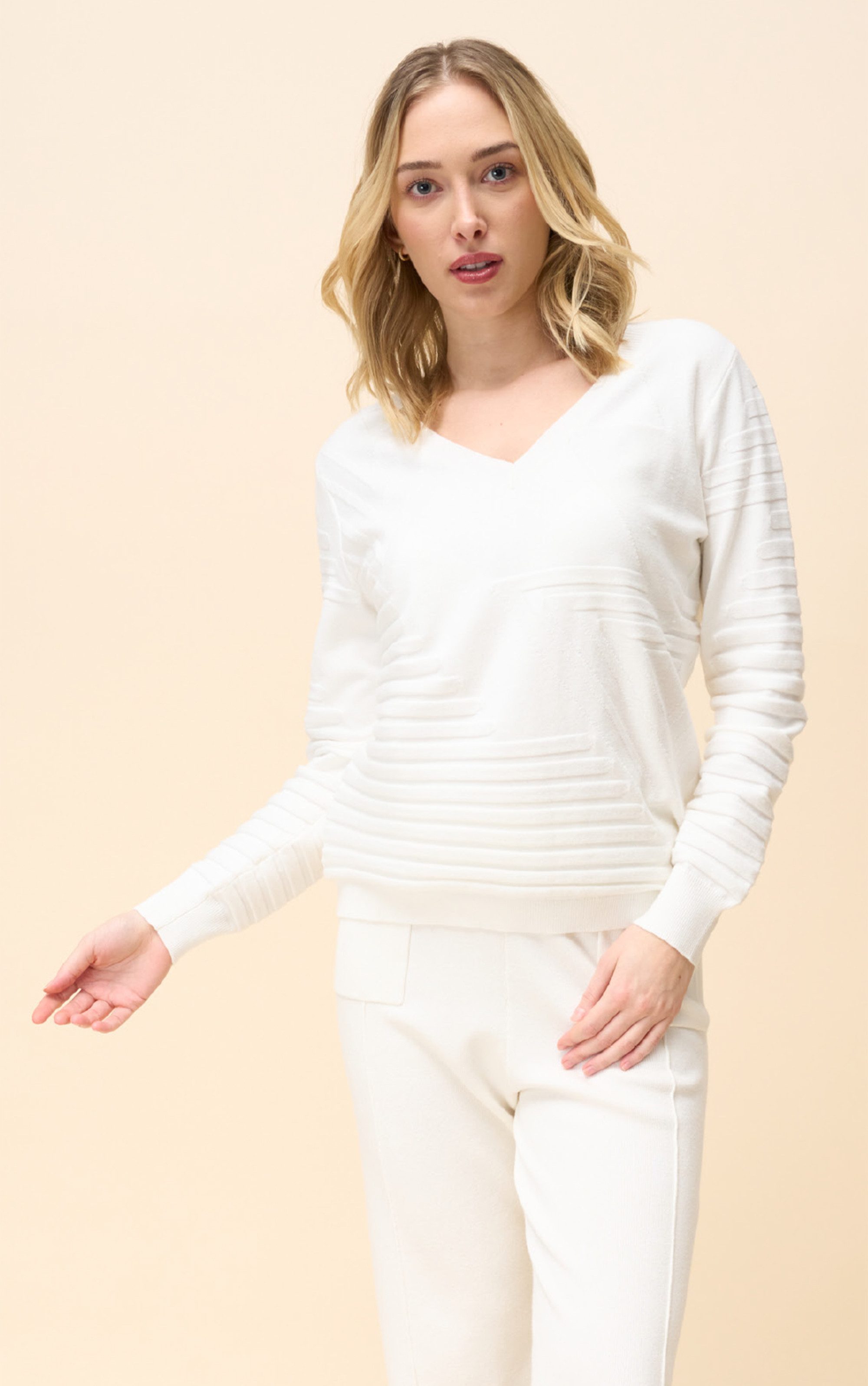 Passioni Strickpullover mit Streifenstruktur