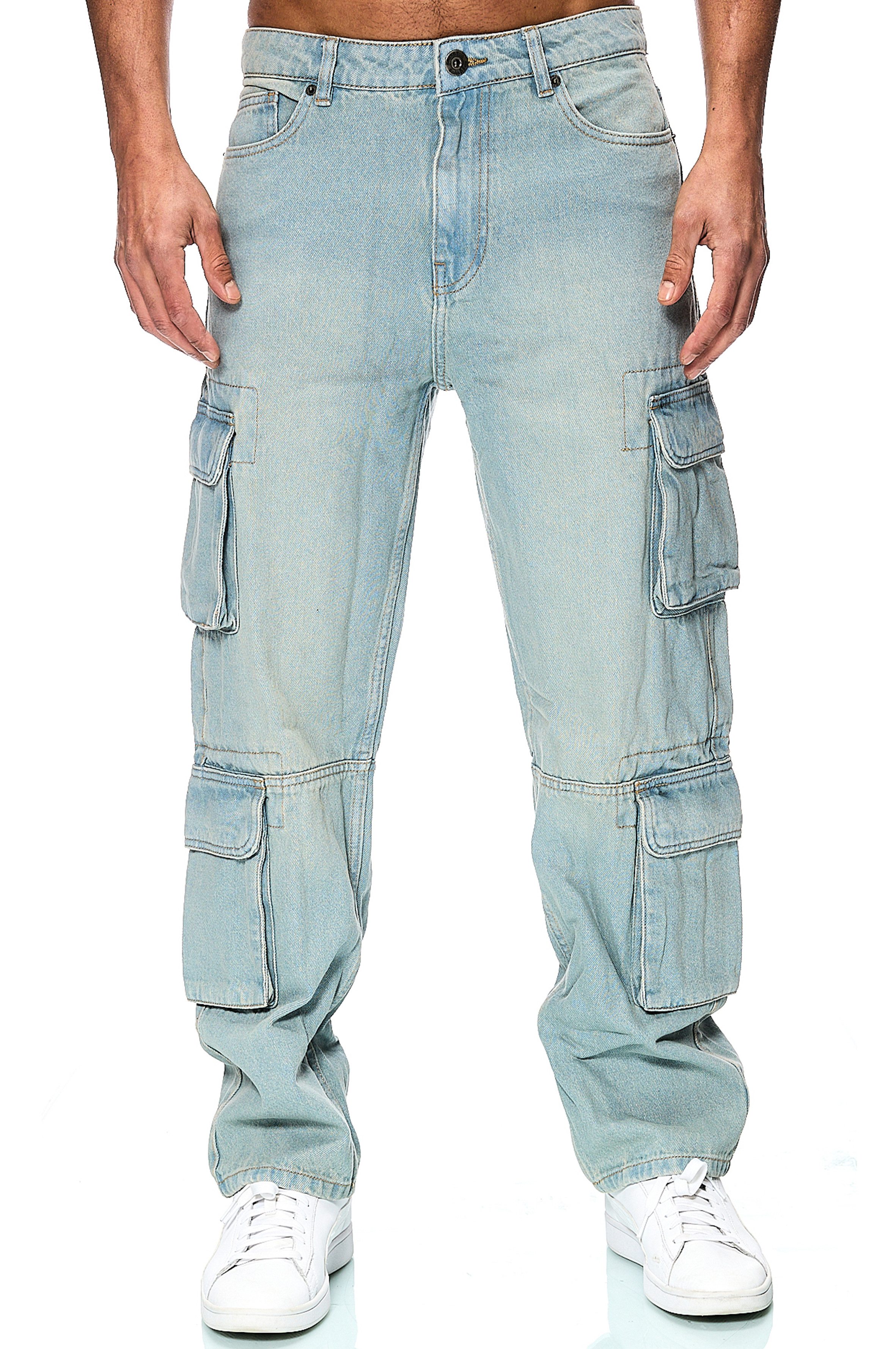 Smith & Solo Schlagjeans Baggy Jeans Herren, Cargohose Loose Fit Cargo-Tasc günstig online kaufen