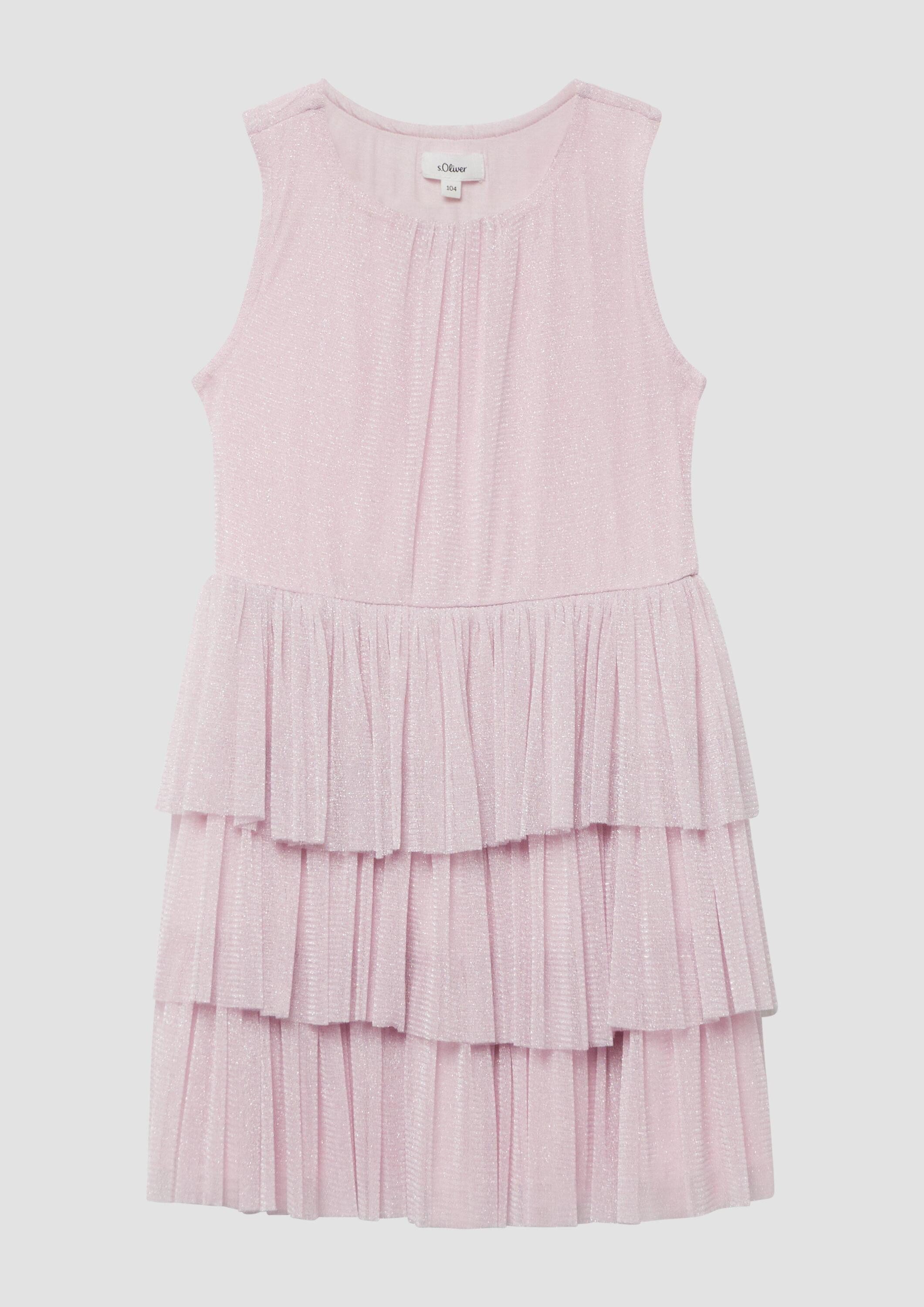 s.Oliver Minikleid Kleid Kurzes Rüschenkleid aus schimmerndem Mesh-Stoff