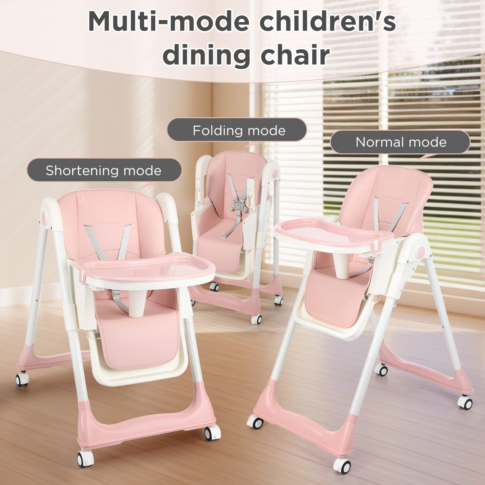 oyajia Kinderstuhl Stuhl Baby Kinderstuhl Klappbar kinderstuhl Mitwachsend Stuhl (Verstellbare Kinderstuhl wächst mit Ihrem Kind von 6 Monaten bis 3 Jahren), Babystuhl mit Tablett und 5-Punkt-Gurt, Einfach zu Reinigen