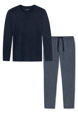 Schiesser Pyjama Mix (Set, 2 tlg) Schlafanzug - Baumwolle - Langarm-Shirt mit Rundhals-Ausschnitt