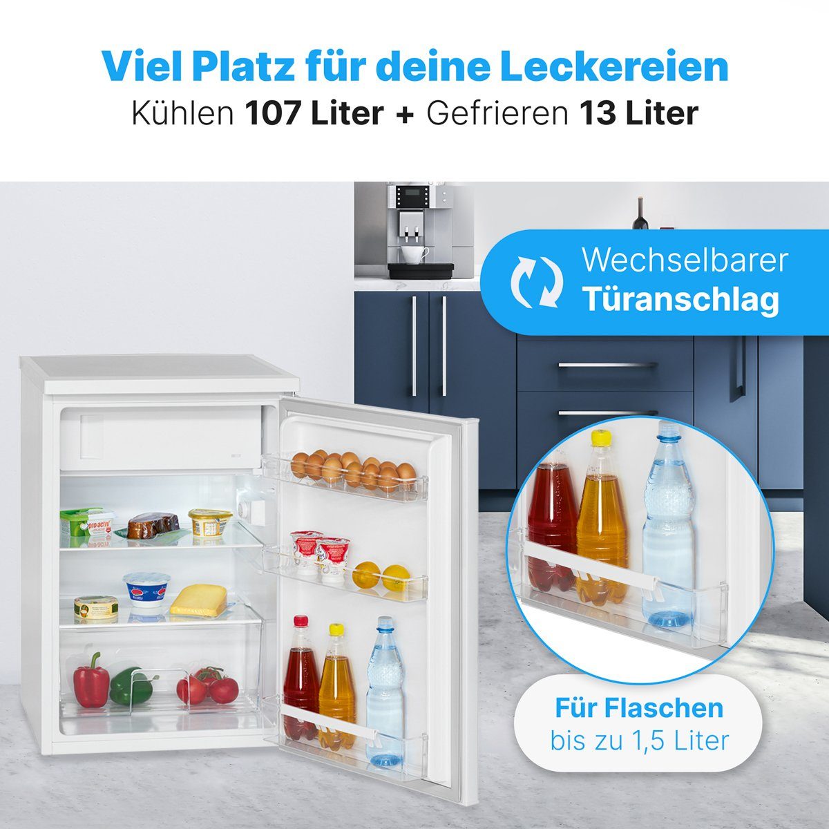 BOMANN Kühlschrank KS 2184 weiß, 84.5 cm hoch, 56 cm breit, mit Gefrierfach, 120L Nutzinhalt