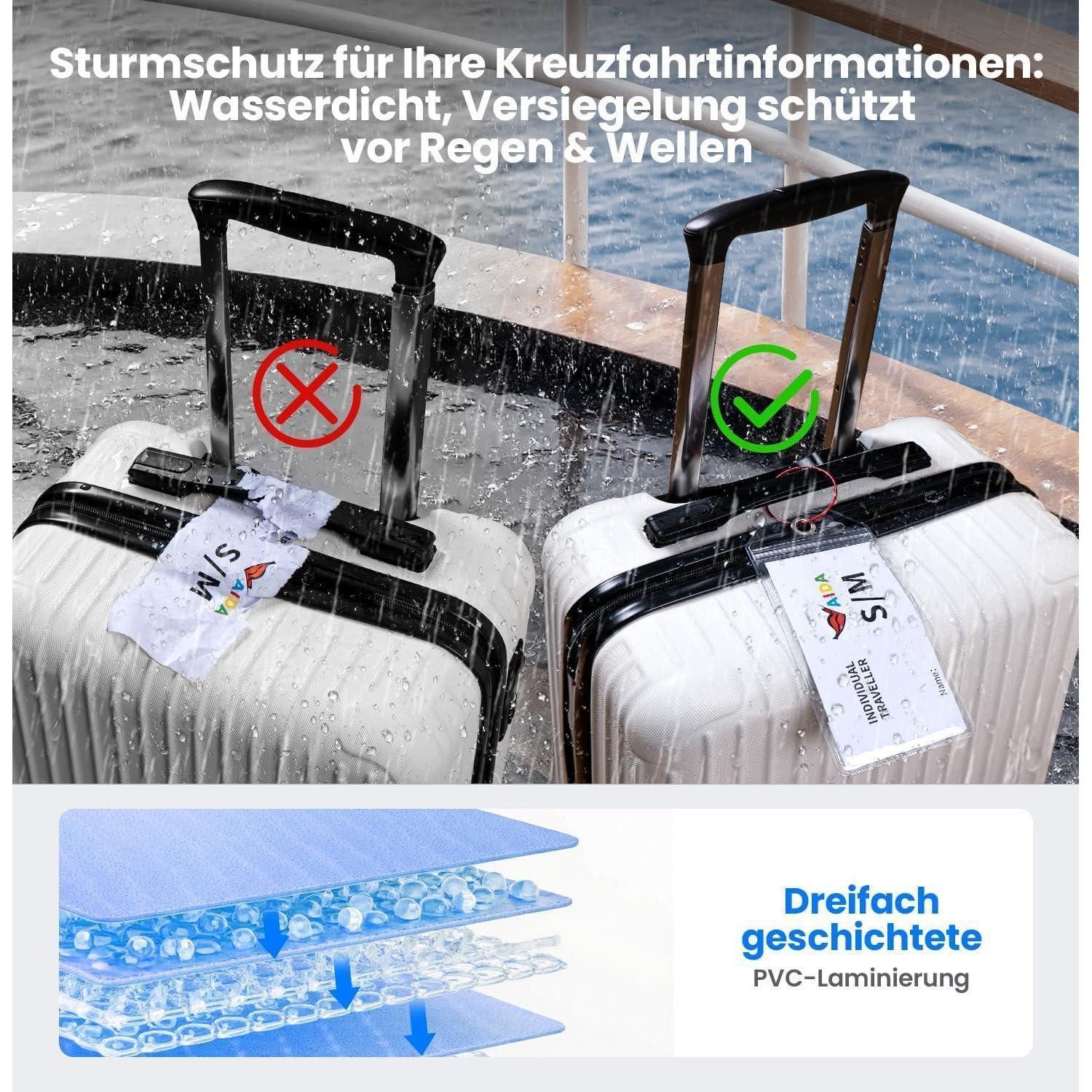 LuxusKollektion Gepäckanhänger Kofferanhänger transparent Metallband 6er-Pack Transparent
