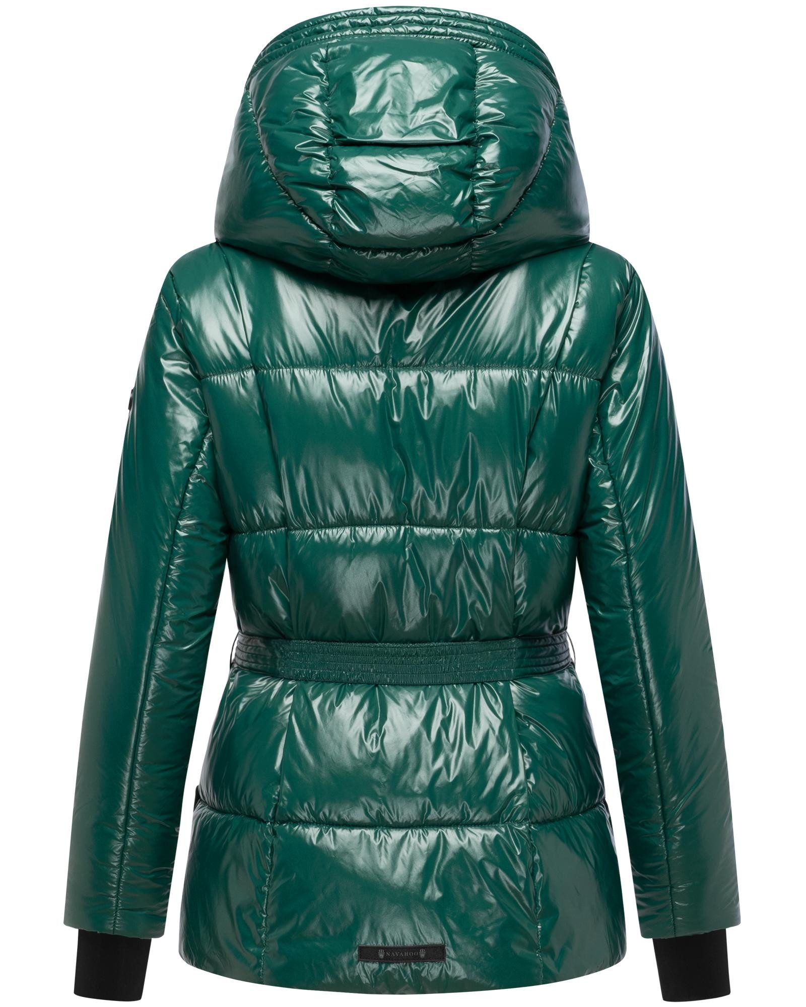 Navahoo Steppjacke Eisglanz 14 Glänzende Damen Winterjacke mit Taillengürtel