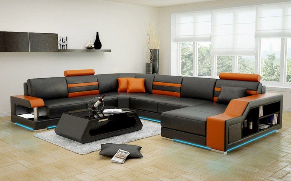 JVmoebel Ecksofa, Ledersofa Couch Wohnlandschaft Design Modern Ecksofa Eck