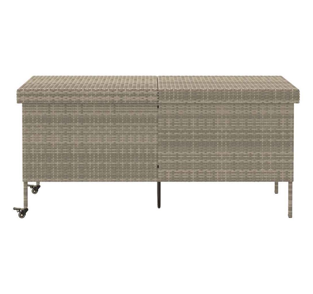 Thumbnail - vidaXL Gartenbox Gartentruhe mit Rollen Hellgrau 160x55x75 cm Poly Rattan