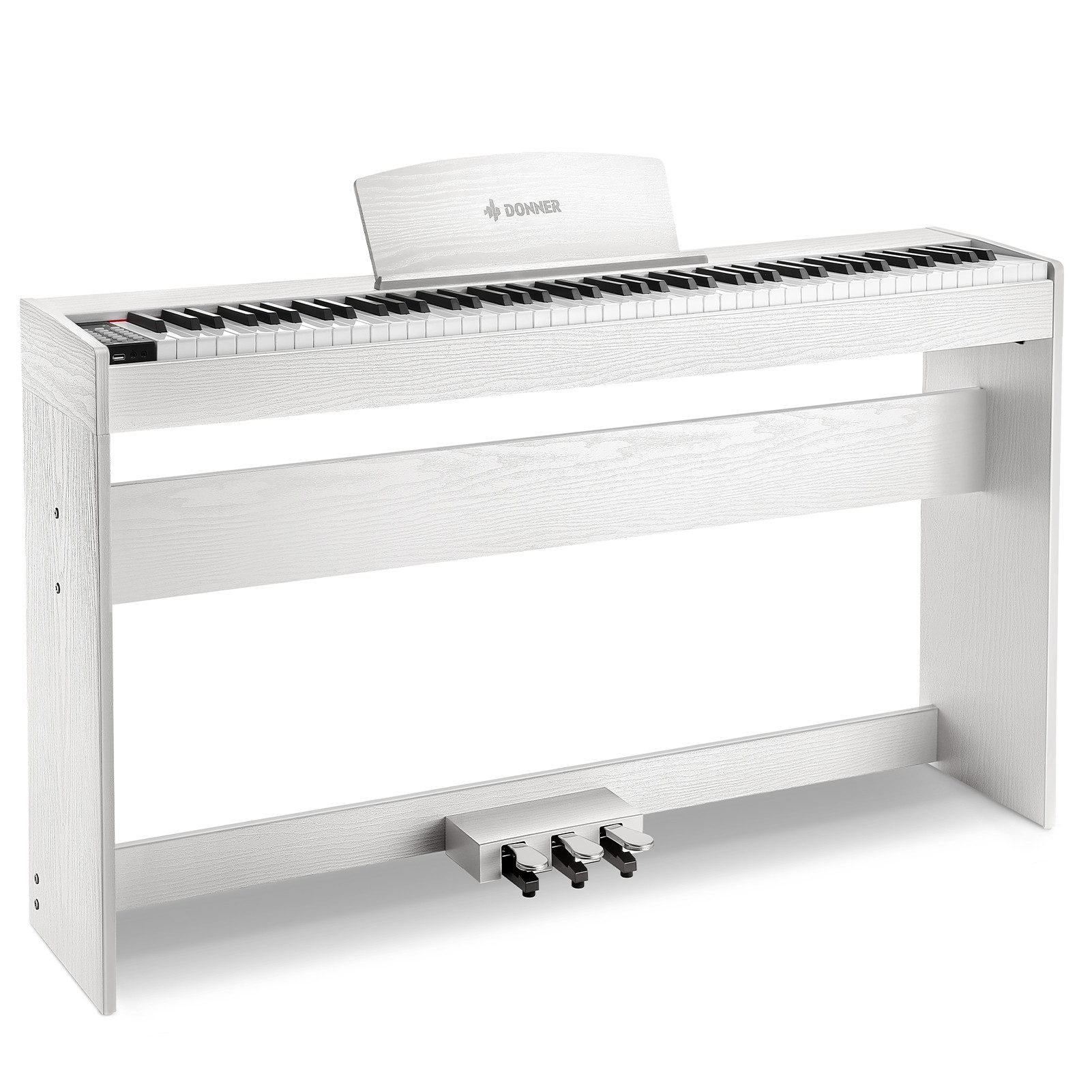 Donner Digitalpiano 88 Tasten gewichtete Tastatur 1000 Klangfarben Bluetooth DDP-50 LITE (Set, mit Notenständer, Dreifachpedal, Netzteil), Metronom, Aufnahme, Transponieren, Drahtloses /MIDI