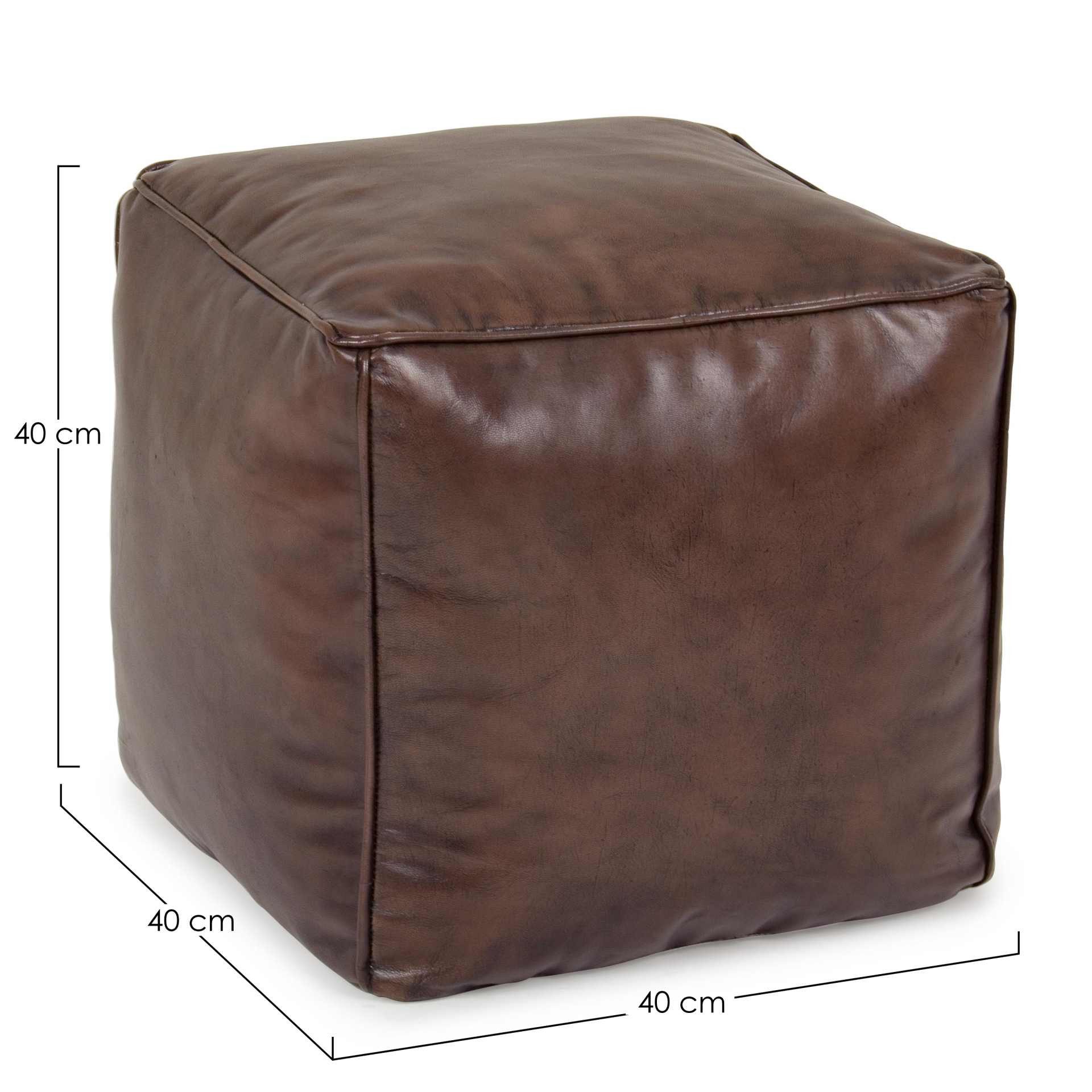 Bizzotto Pouf Mendez aus Leder, Braun, günstig online kaufen