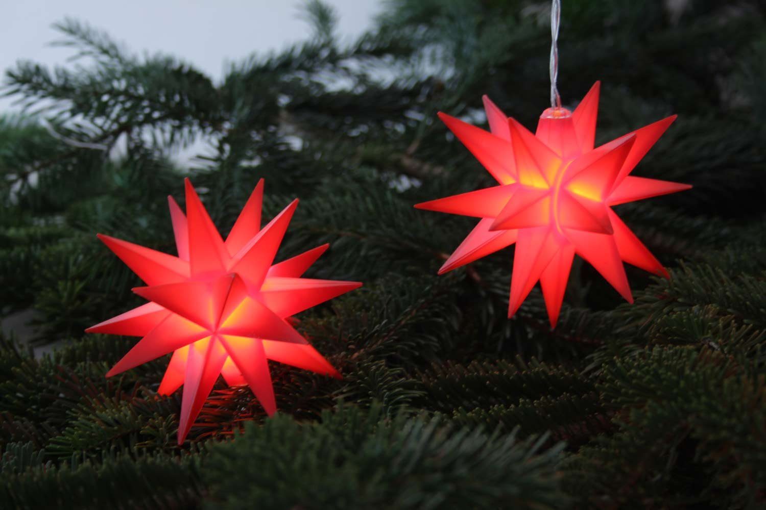 LED Weihnachtsbaumkette Deko Lichterkette 9 rote Sterne