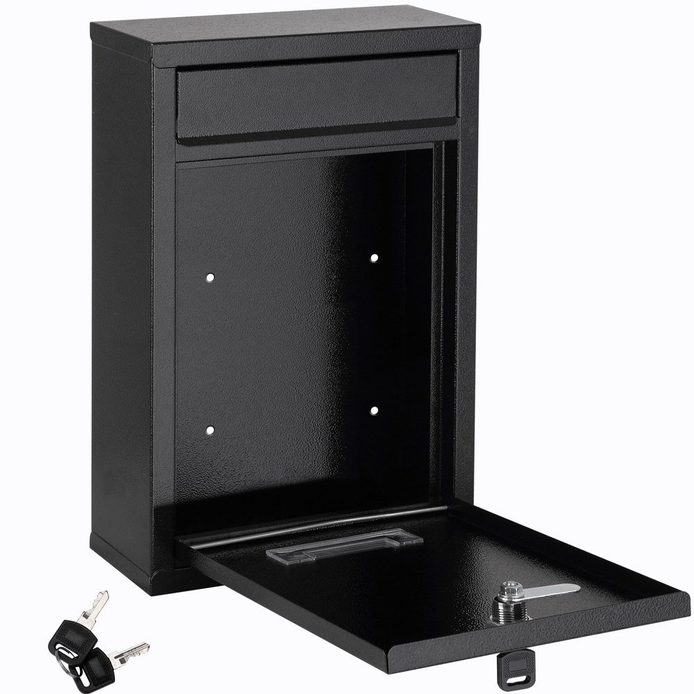 monzana Wandbriefkasten, Schwarz inkl. 2 Schlüssel Namensschild abschließbar Mailbox