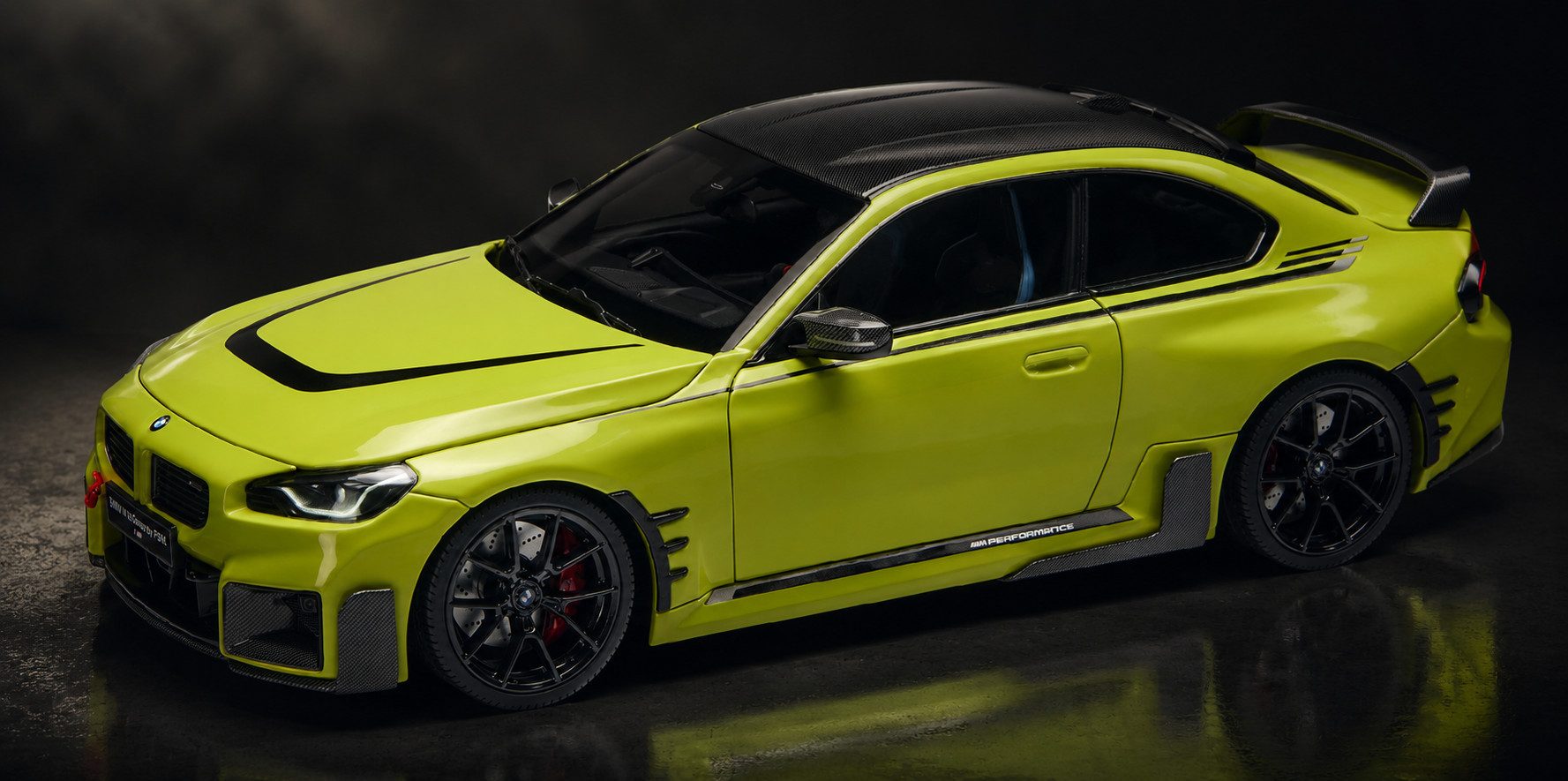 BMW Modellauto BMW Miniatur M2 G87 1:18 Sao Paulo Gelb Diecast Modellauto Modellbau, (1-tlg)