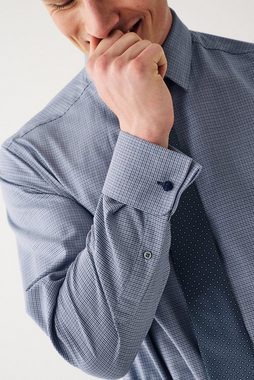 Next Langarmhemd Regular Fit Hemd aus Baumwolle, Doppelmanschetten (1-tlg)