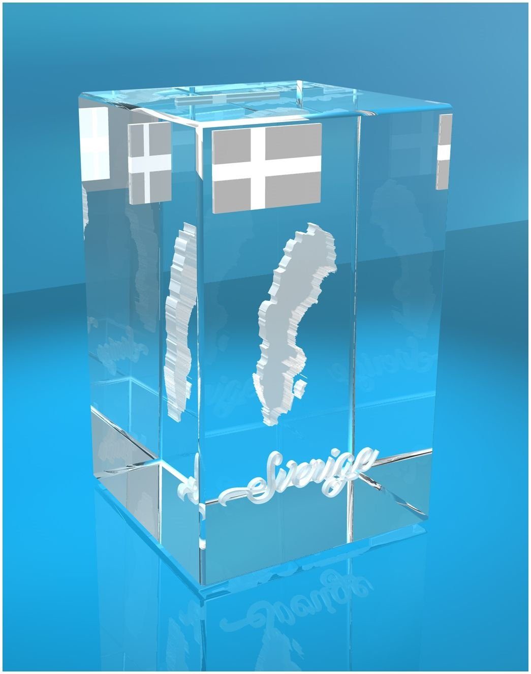 in 3D Geschenkbox, Germany, Made VIP-LASER Hochwertige Dekofigur Familienbetrieb I Schweden, Glasquader