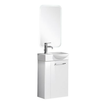 FACKELMANN Waschbecken SBC SCENO Gäste WC Set 4-teilig 45 cm, Weiß