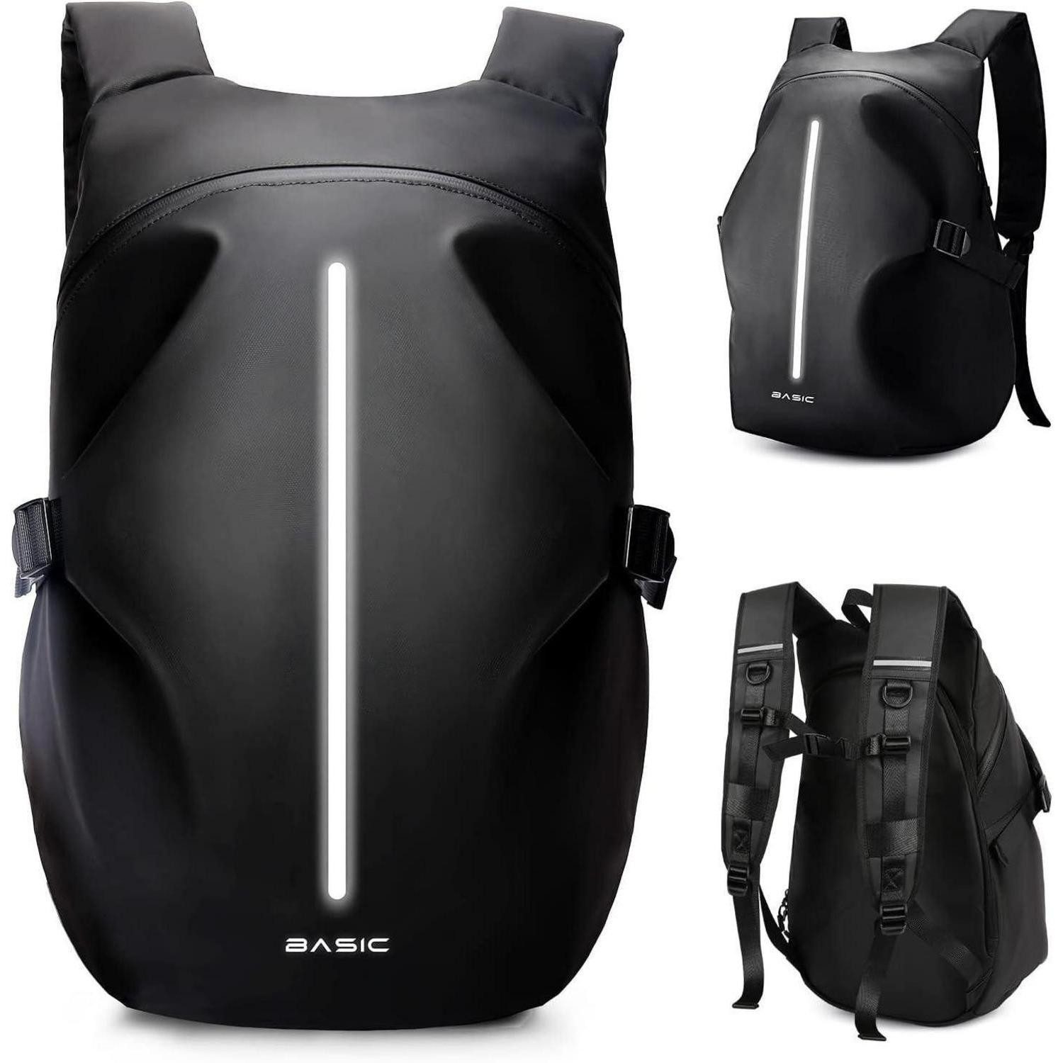 LuxusKollektion Rucksack Motorradrucksack Helmrucksack Laptoptasche Herren Schwarz B-schwarz L