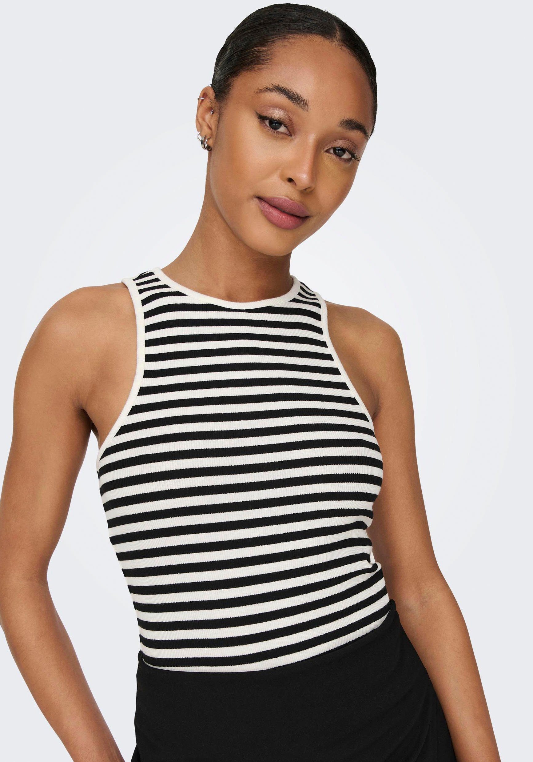 ONLY Stripes:Cloud dancer Tanktop ONLANY JRS Black TOP S/L