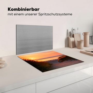 MuchoWow Herdblende-/Abdeckplatte Strand - Sonne - Farben, Vinyl, (1 tlg), 58x51 cm, Küchen Dekoration für Induktionsherd, Induktionskochfeld