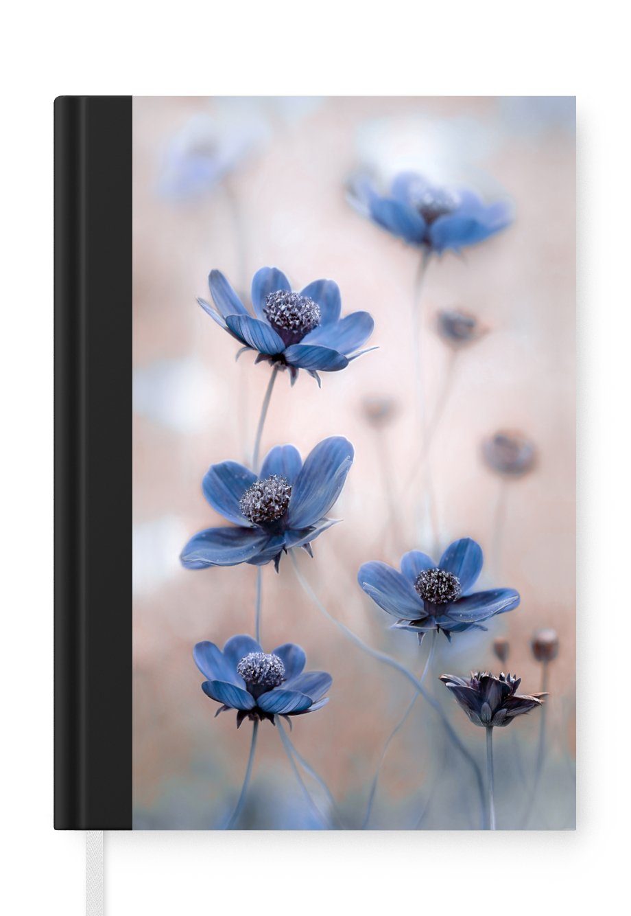 MuchoWow Notizbuch Kosmos - Blumen - Natur - Blau, Journal, Merkzettel, Tagebuch, Notizheft, A5, 98 Seiten, Haushaltsbuch