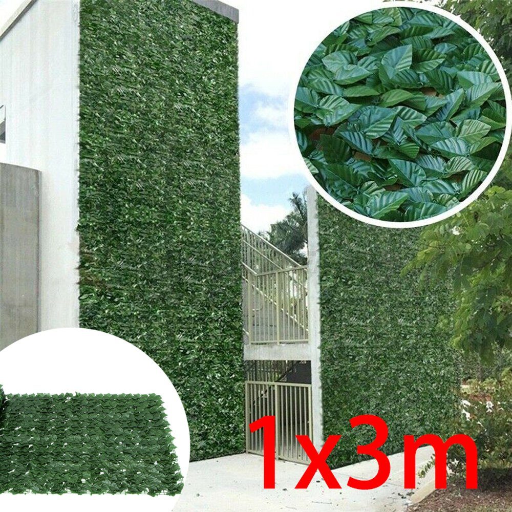 BlingBin Balkonsichtschutz 1x3M Sichtschutzhecke Windschutz Efeu Blätter Zaun Grün (1* Green Leaf Sichtschutz, Süßkartoffelblätter) Künstliche Efeu Hecke Balkon Blätter Sichtschutz Hecke