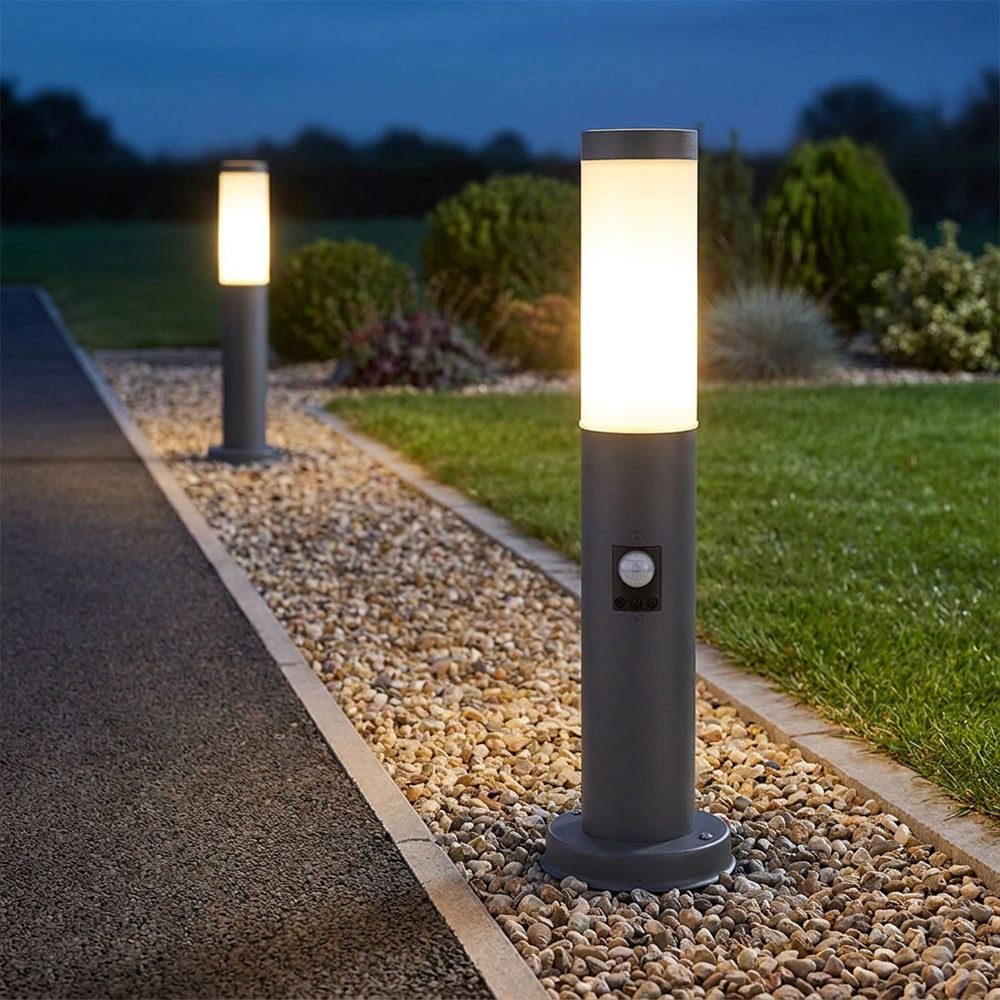 GLOBO LIGHTING Außen-Stehlampe, Leuchtmittel nicht inklusive, Außen Sockel Steh Lampe anthrazit Garten Weg Beleuchtung Terrassen
