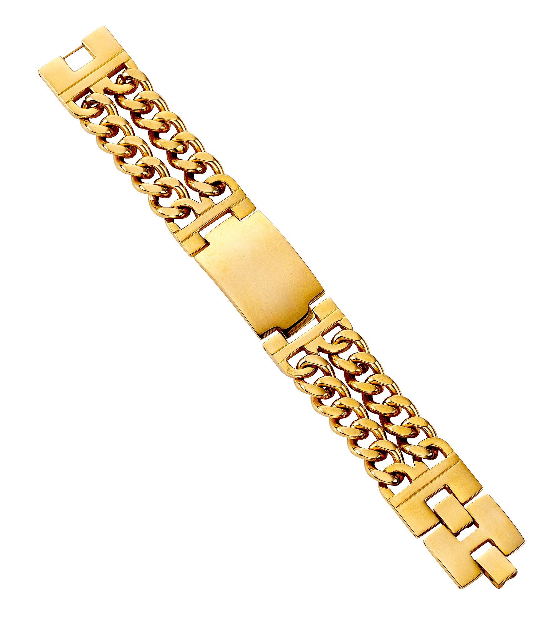 Firetti Armband mit Gravur Schmuck GRAVURwunsch Mail gelbgoldfarben Armkette senden, Taufe per Anlass ID-Platte, Weihnachten Panzerkette, Geburtstag Geschenk
