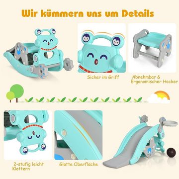 KOMFOTTEU Indoor-Rutsche 4 in 1 Kinderrutsche, (Set), mit Abnehmbarem Sitzhocker & 1 Ball und 4 Ringe