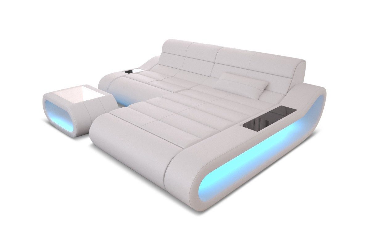 Sofa Dreams Ecksofa Leder Sofa Ledercouch Concept L Form kurz Ledersofa, Couch, mit LED, Designersofa mit ergonomischer Rückenlehne