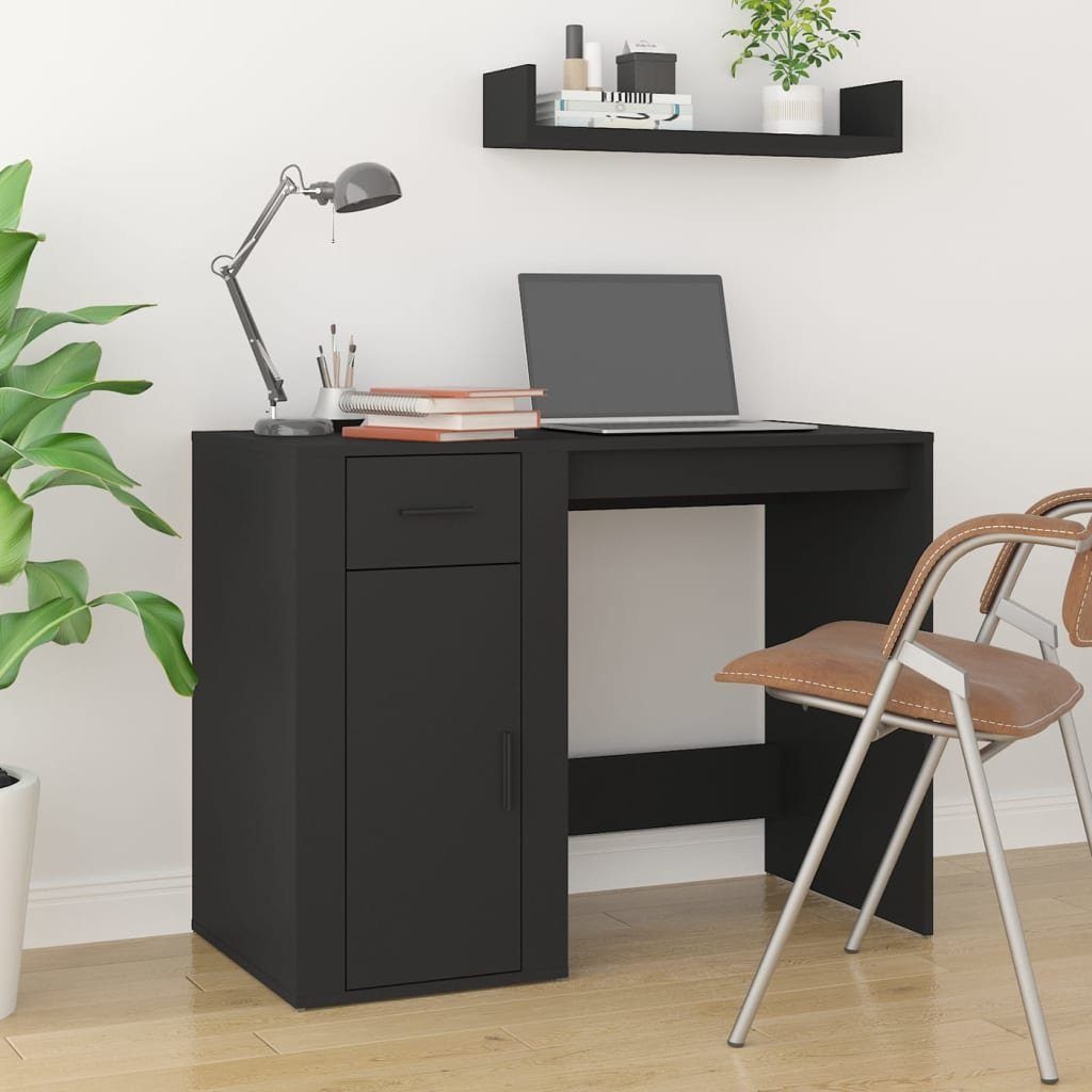 Holzwerkstoff Schwarz vidaXL mit Home Schreibtisch Arbeitspla Office Schreibtisch Stauraum