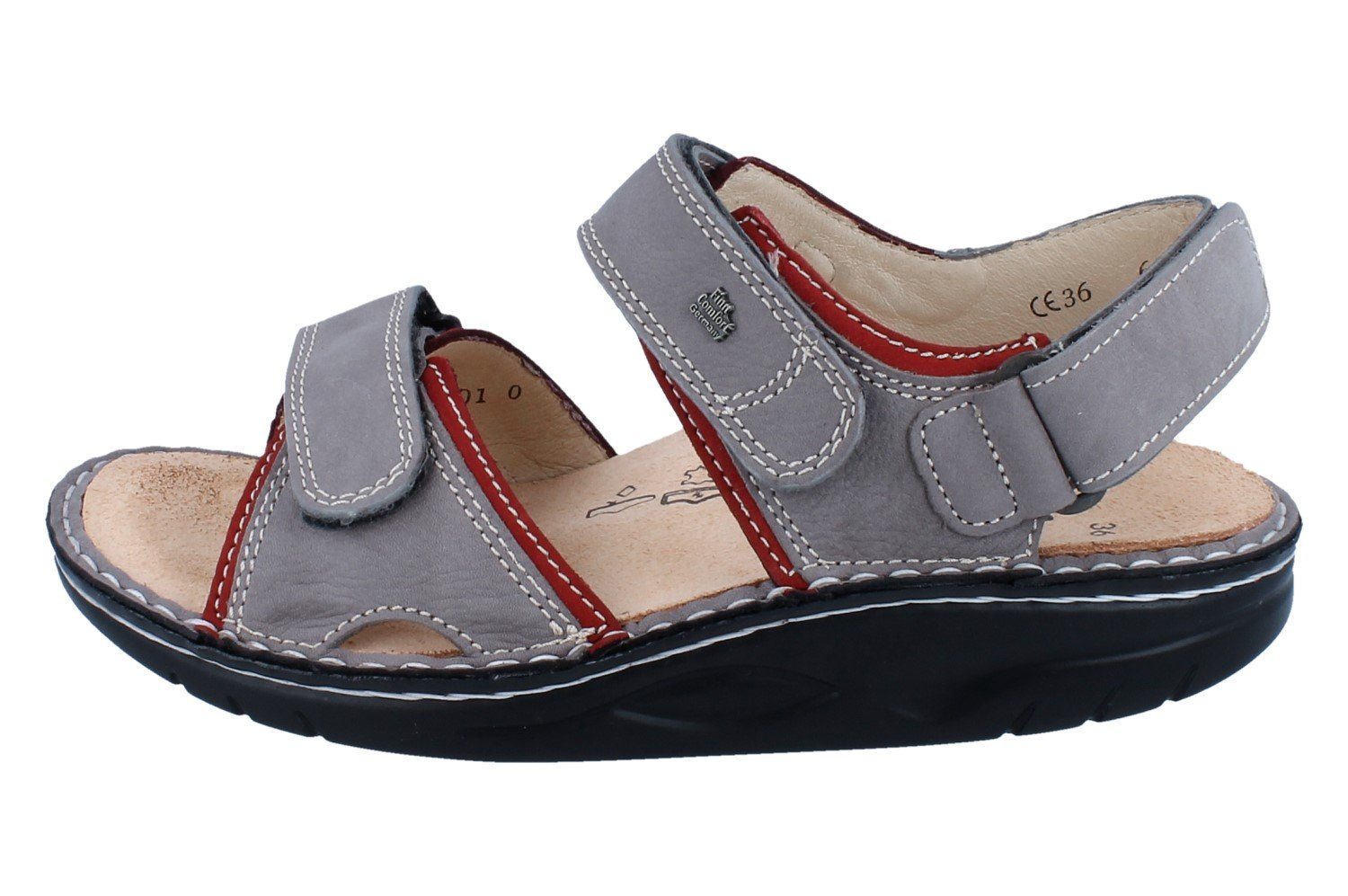 Finn Comfort FINN COMFORT FINNAMIC Yuma Damen Sandale grau Nubukleder - Größe: 42 Sandale Wechselfußbett