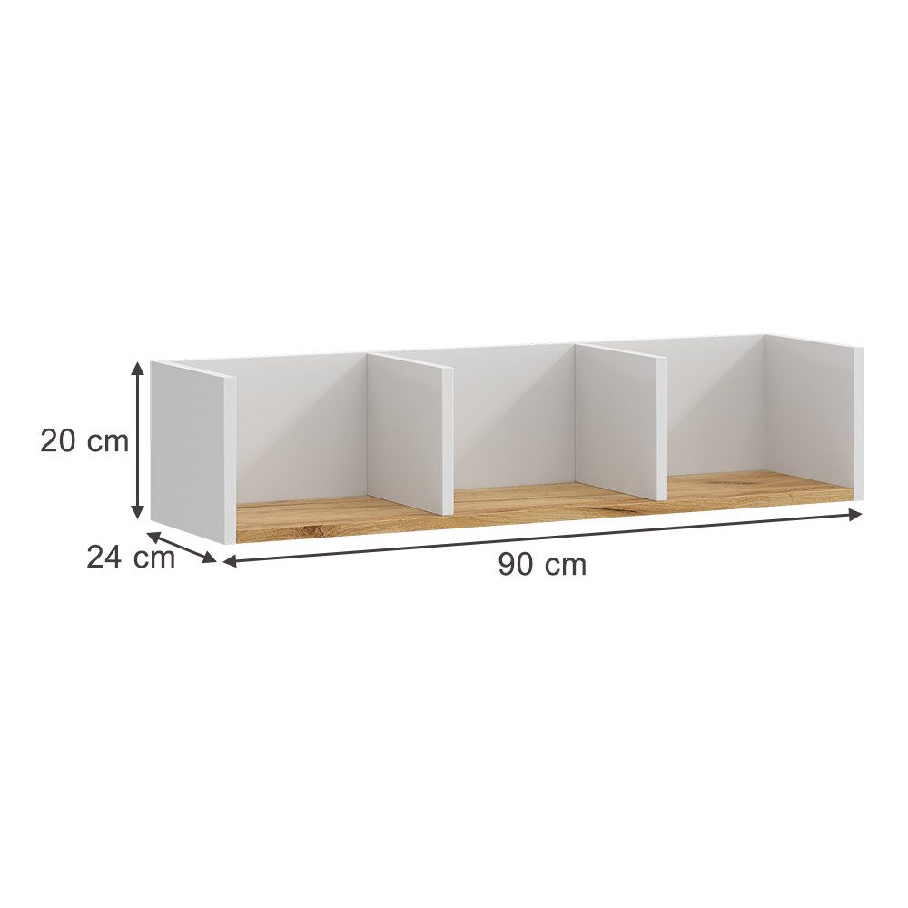 Vicco Bücherregal Tomy, Weiß/Goldkraft Eiche, 90 günstig online kaufen